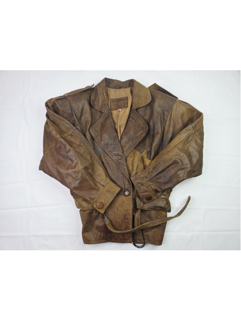 Vintage Whipp Leather Biker Jacket Distressed Brown Women's Size Medium